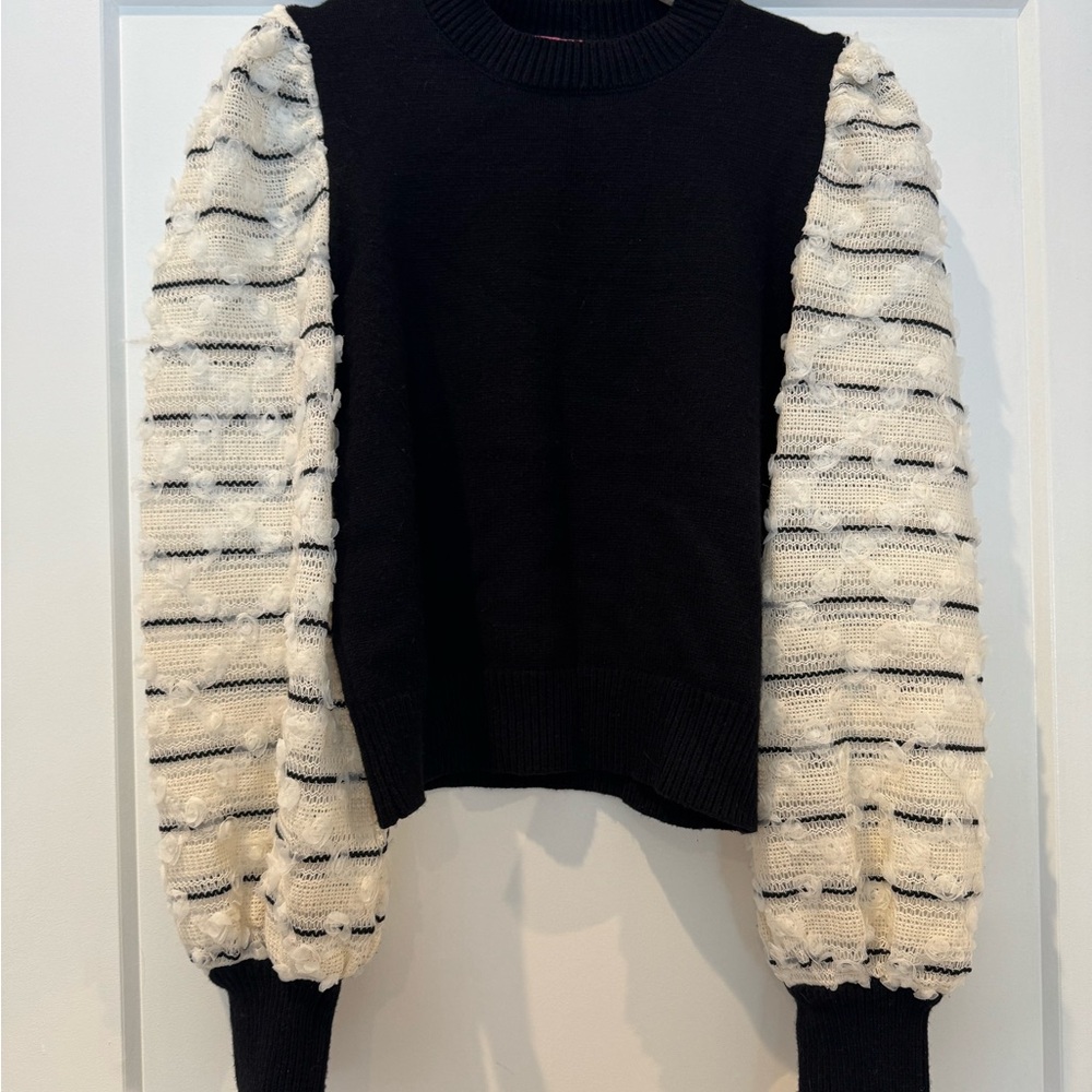 THML Black Knit Balloon Sleeve Sweater